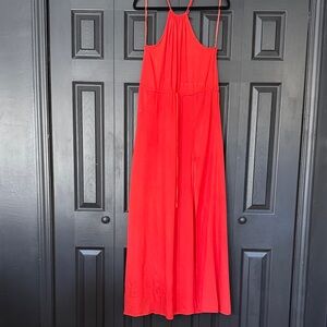 Red Spaghetti-Strap Maxi Dress